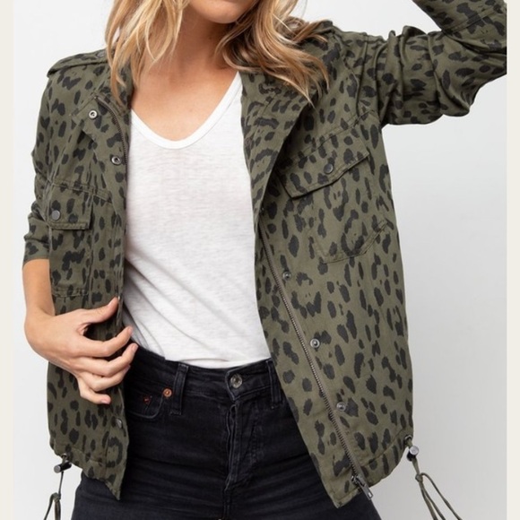 Rails Jackets & Blazers - Rails Collins Green Leopard Tencel Lightweight Military Jacket Green Size XS NEW